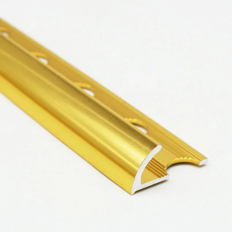 Perfil de aluminio dorado brillante 2.40 m para protección y remate de bordes en mayólica y porcelanato