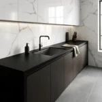 Porcelanato negro brillante 60x60 cm acabado espejo para pisos y paredes moderno elegante Market Cerámico Perú