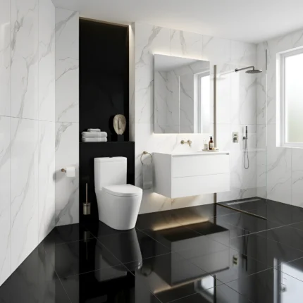 Porcelanato negro brillante 60x60 cm acabado espejo para pisos y paredes moderno elegante Market Cerámico Perú