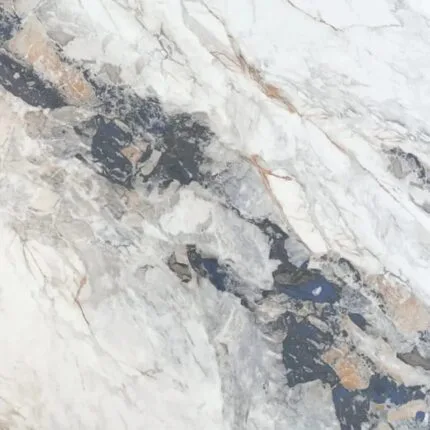 Porcelanato Vitri Marea Blue 60x60 cm brillante marmolizado con vetas azules y diseño elegante para pisos y paredes