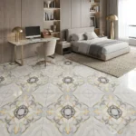 Porcelanato Imperial Gold 60x60 brillante marmolizado con vetas doradas para pisos y paredes