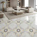 Porcelanato Imperial Gold 60x60 brillante marmolizado con vetas doradas para pisos y paredes