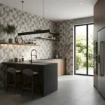 Cerámico Wallconcret New Hexagonal Grey 30x60 cm brillante para pared, diseño tipo cemento con patrón hexagonal en tono gris moderno