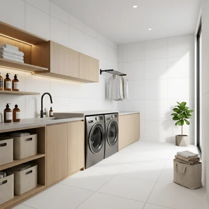 Piso América blanco semi mate 45×45 cm para interiores, ideal para pisos y paredes en baños, cocinas y espacios residenciales de tránsito alto.