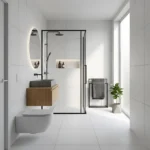 Piso América blanco semi mate 45×45 cm para interiores, ideal para pisos y paredes en baños, cocinas y espacios residenciales de tránsito alto.