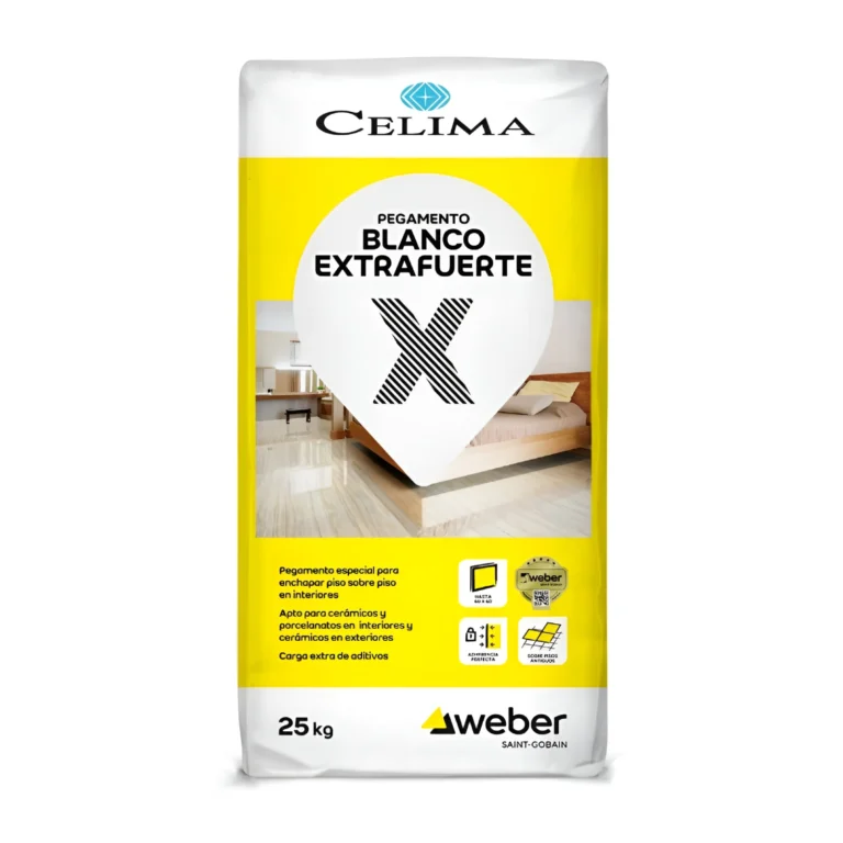 Pegamento Blanco Extra Fuerte Celima 25kg para porcelanatos y cerámicos en MARKET CERÁMICO
