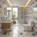 Porcelanato Vitri Esfera Azul 60x60 cm brillante marmolizado moderno para pisos y paredes en baños, cocinas y salas en Perú Market Cerámico