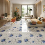 Porcelanato Vitri Esfera Azul 60x60 cm brillante marmolizado moderno para pisos y paredes en baños, cocinas y salas en Perú Market Cerámico