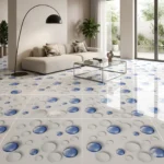 Porcelanato Vitri Esfera Azul 60x60 cm brillante marmolizado moderno para pisos y paredes en baños, cocinas y salas en Perú Market Cerámico