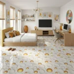 Porcelanato Vitri Esfera Brown 60x60 cm brillante con diseño marmoleado marrón para pisos y paredes de baños, cocinas, salas y espacios modernos.