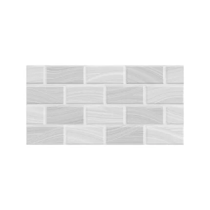 Mayolica brick ondas plata 30x60 cm, con acabado brillante para muros modernos y elegantes. Encuéntralo en www.marketceramico.com