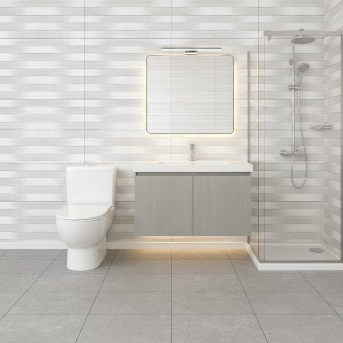 Mayolica dalia silver 30x60 cm, con acabado brillante para muros modernos y elegantes. Encuéntralo en www.marketceramico.com