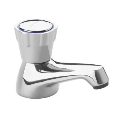 Llave eco para lavadero en bronce cromado con perilla metálica y aireador. Encuéntralo en www.marketceramico.com