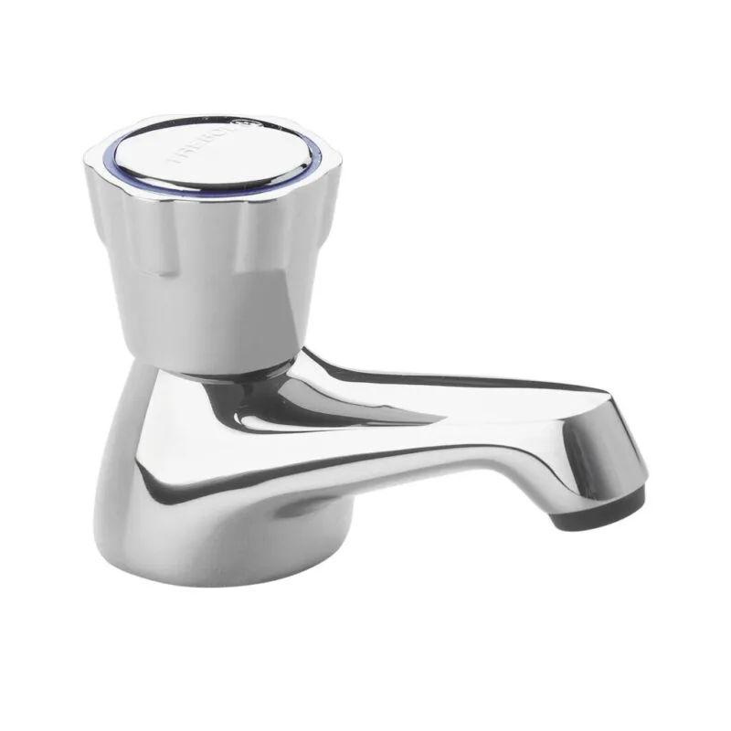 Llave eco para lavadero en bronce cromado con perilla metálica y aireador. Encuéntralo en www.marketceramico.com
