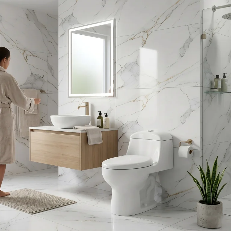 Inodoro One Piece Balanz Blanco Descarga Dual, sanitario moderno de una pieza, ahorrador de agua y diseño elegante para baños en Perú