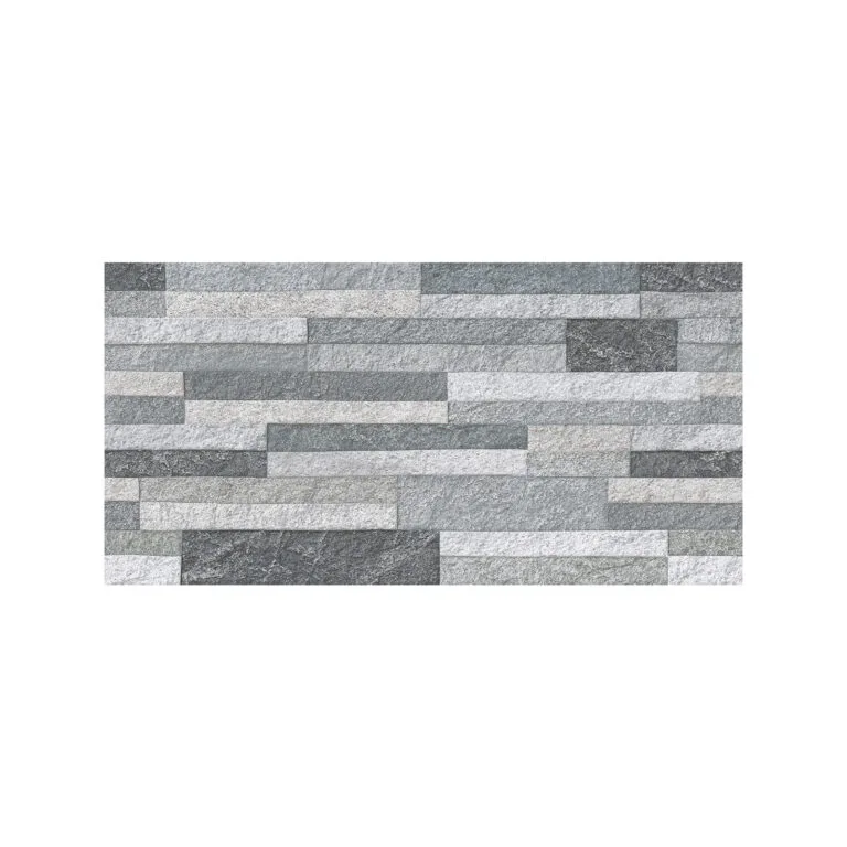 Fachaleta YPETRA NEW GRIS 30×60 cm tipo piedra, acabado brillante para muros interiores y exteriores.