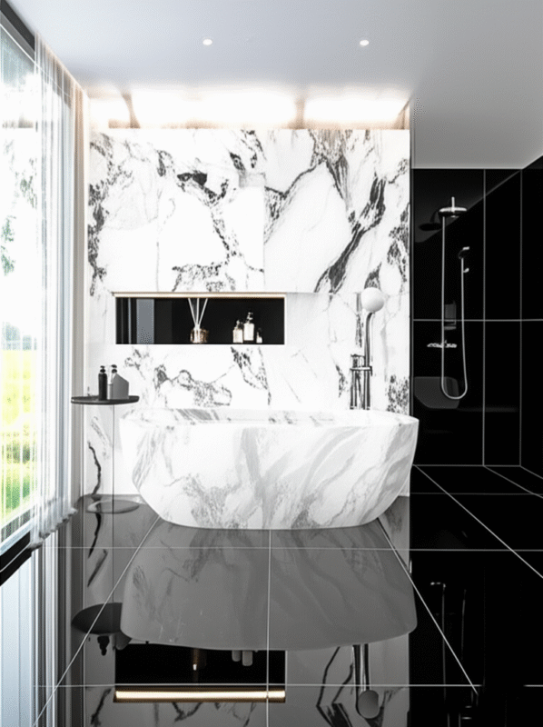 ransforma tu sala comedor con porcelanato negro 60x120 de acabado mate. Elegancia atemporal, alta resistencia y diseño premium
