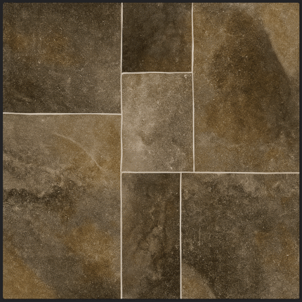 Terraza moderna con piso de porcelanato rústico 60x60 en tonos marrón y gris, ideal para exteriores elegantes y resistentes