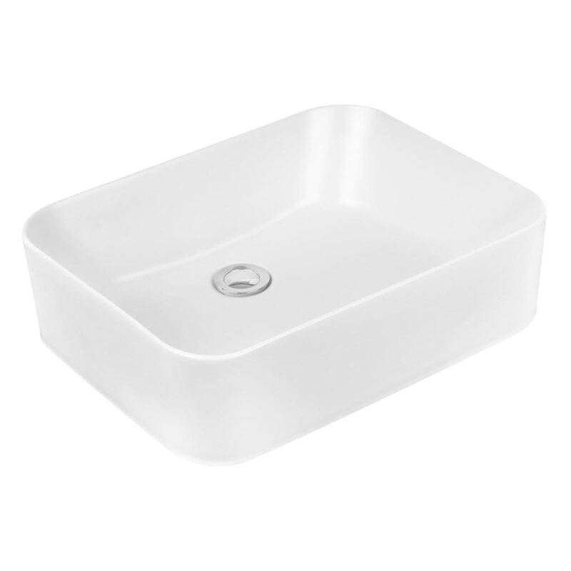 Lavatorio Samoa sobreponer: diseño cúbico blanco mate, 10,22 L, garantía ilimitada. Estilo contemporáneo con rendimiento confiable