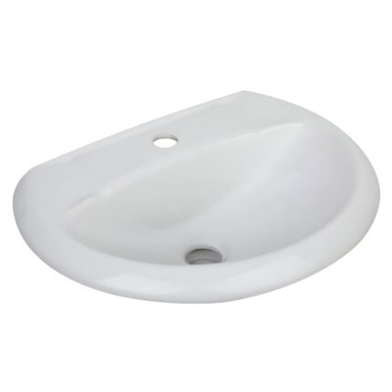Lavatorio Eco Trebol: loza vitrificada, garantía de por vida, cambio de agua solo 2,5 L. Compacto, duradero y estilizado para baños exigentes