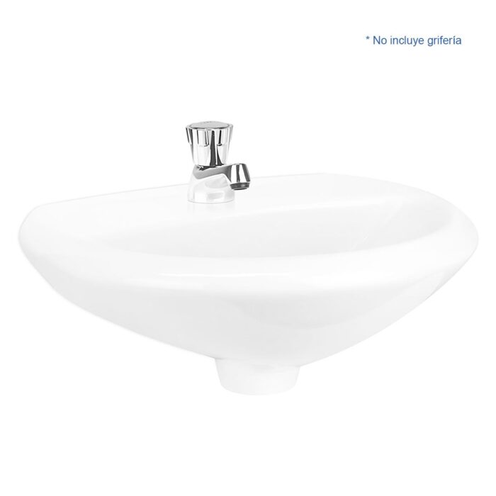 “Lavatorio Eco Trebol: loza vitrificada, garantía de por vida, cambio de agua solo 2,5 L. Compacto, duradero y estilizado para baños exigentes