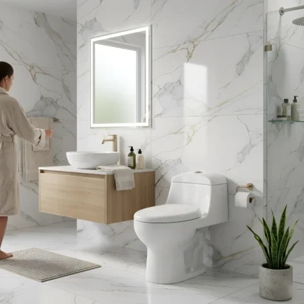 Inodoro One Piece Balanz Blanco Descarga Dual, sanitario moderno de una pieza, ahorrador de agua y diseño elegante para baños en Perú