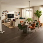 Porcelanato nogal café 60x60 tipo madera mate con caras variadas para pisos y paredes