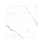 Porcelanato vitrificado Carrara White 60x60 cm, imita al mármol natural. Su fondo blanco con vetas grises claras fluye con naturalidad.