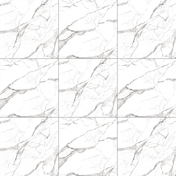 Cerámico Aurora Bianca 60x60 cm color blanco con vetas negras, ideal para pisos y paredes modernas - MarketCeramico