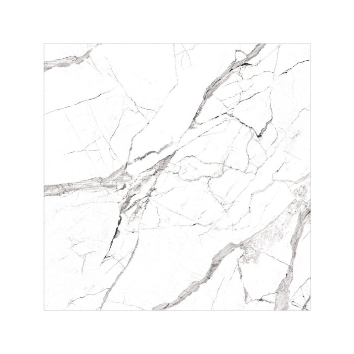 Cerámico aurora bianca 60x60 cm color blanco con vetas negras, ideal para pisos y paredes modernas -MarketCeramico