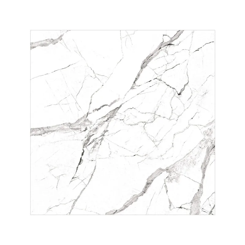 Piso cerámico Aurora Bianca 60x60 cm brillante tipo mármol blanco | Alto tránsito para pisos y paredes | Compra en Market Cerámico Perú