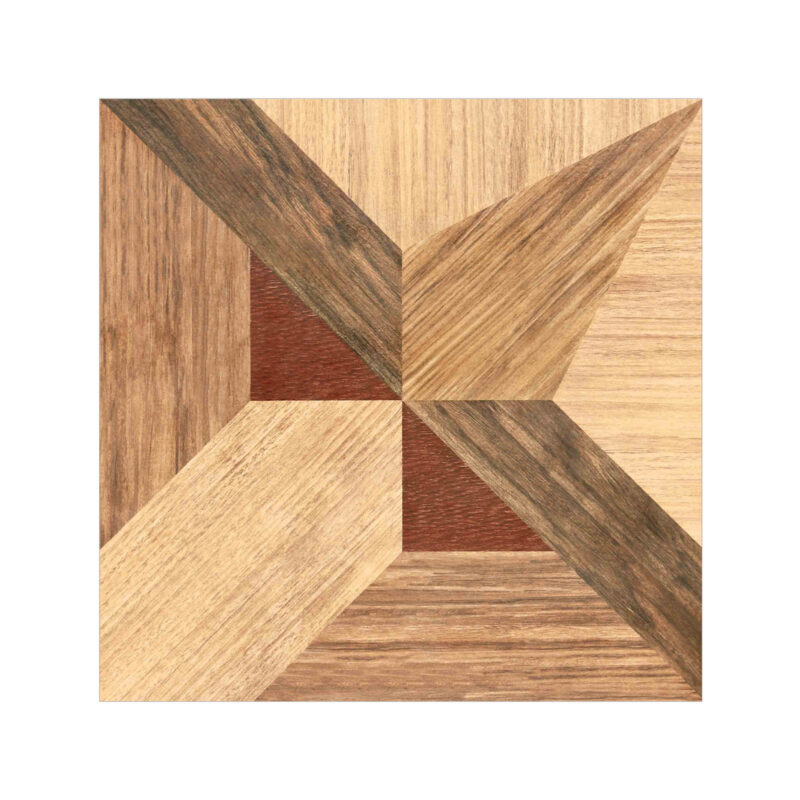 Cerámico madera piso Atlanta Natural 45×45 cm – diseño geométrico en tonos cálidos tipo parquet, ideal para salas y comedores. Disponible en MarketCerámico.com.