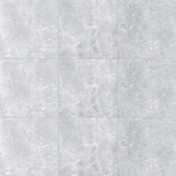 Piso Cerámico Colonia II Gris 60x60, acabado brillante con vetas marmolizadas para interiores elegantes