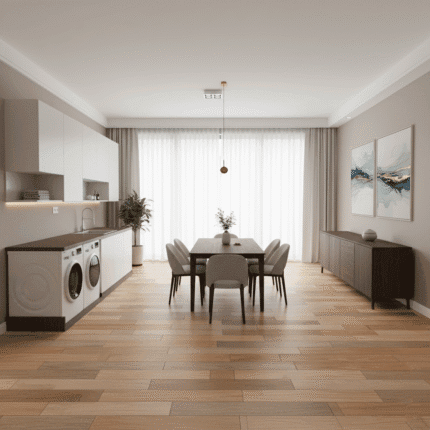 Piso Foresta Laurel 60x60 cm – diseño cálido tipo parquet en tonos madera, ideal para salas y comedores. Disponible en marketceramico.com