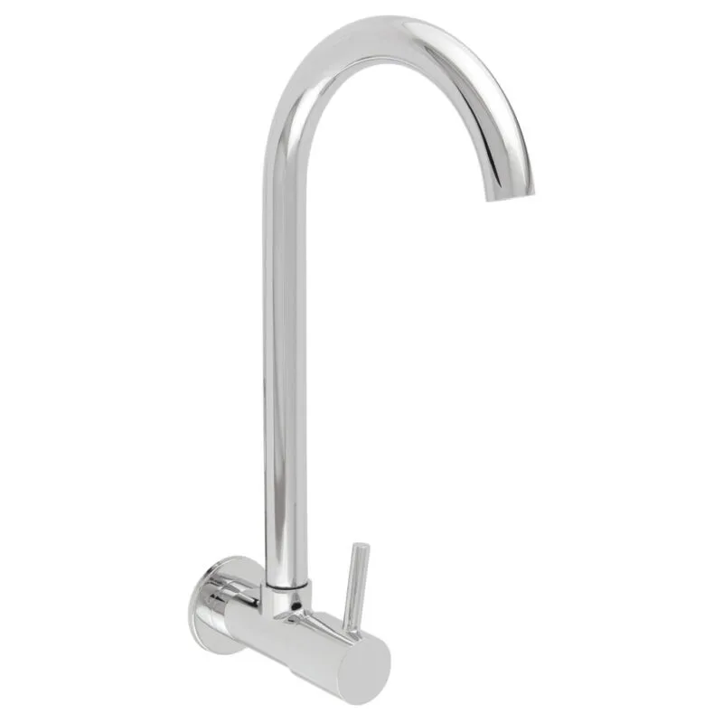 Llave memphis de pared para cocina en bronce cromado con perilla metálica y aireador. Encuéntralo en www.marketceramico.com