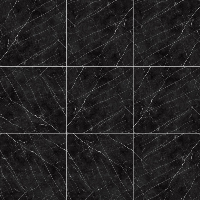 Cerámico marmolizado Marquina 60x60 cm color negro con vetas blancas, ideal para pisos y paredes modernas -MarketCeramico