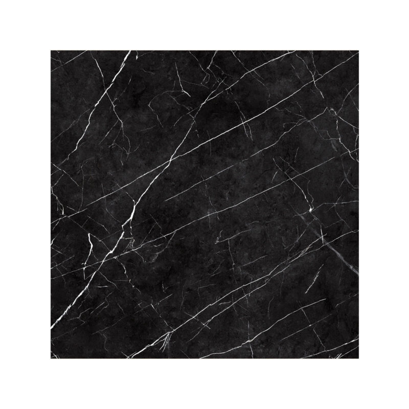 Cerámico marmolizado Marquina 60x60 cm color negro con vetas blancas, ideal para pisos y paredes modernas -MarketCeramico