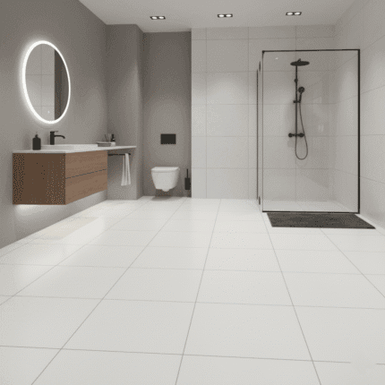 Piso piano blanco 60x60 cm, acabado semi brillante, diseño moderno para interiores y exteriores de alto tránsito – MARKET CERAMICO