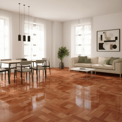 Cerámico madera Sevilla Natural 45×45 cm – diseño cálido tipo parquet en tonos madera, ideal para salas y comedores. Disponible en MarketCerámico.com.