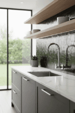 Llave veneto de pared para cocina en bronce cromado con perilla metálica y aireador. Encuéntralo en www.marketceramico.com