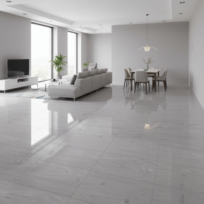 Cerámico madera piso Amber Gris 60x60 cm con diseño tipo madera, ideal para pisos modernos y acogedores - MarketCeramico