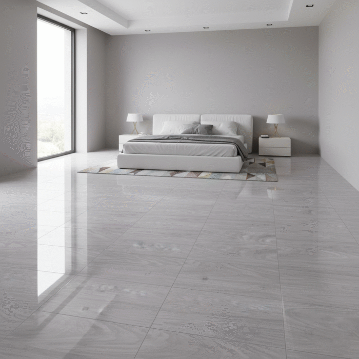 Cerámico madera piso Amber Gris 60x60 cm con diseño tipo madera, ideal para pisos modernos y acogedores - MarketCeramico