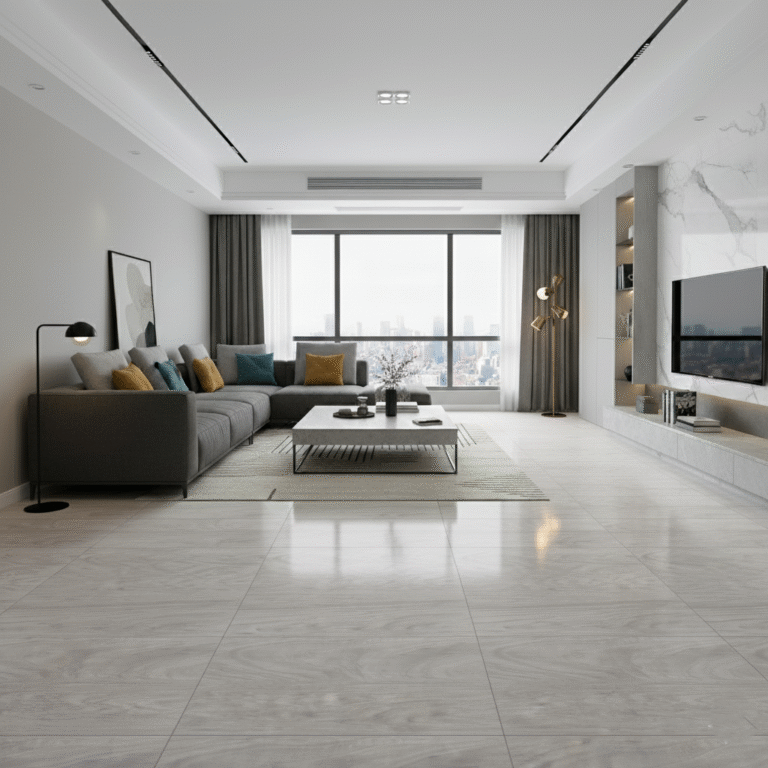 Cerámico madera piso Amber Gris 60x60 cm con diseño tipo madera, ideal para pisos modernos y acogedores - MarketCeramico