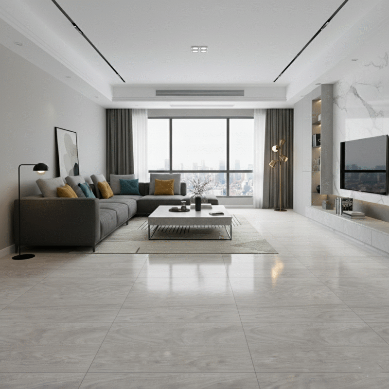Cerámico madera piso Amber Gris 60x60 cm con diseño tipo madera, ideal para pisos modernos y acogedores - MarketCeramico