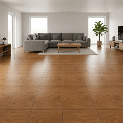 Piso cerámico rectificado Bremen Café brillante de 59x59 cm, acabado tipo madera elegante y resistente, ideal para salas, comedores y dormitorios. Superficie brillante, fácil de limpiar y con juntas mínimas para un diseño moderno y sofisticado.