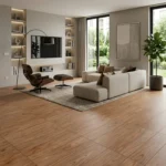 Piso tipo madera 60x60 mate estructurado color bone con vetas naturales Market Cerámico Perú
