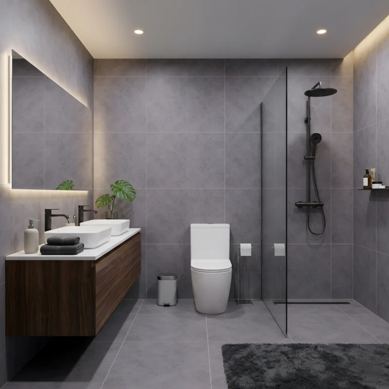 Piso cerámico Terre II Grafito 60x60 mate destonificado tipo cemento gris | Tránsito medio para pisos y paredes | Compra en Market Cerámico Perú
