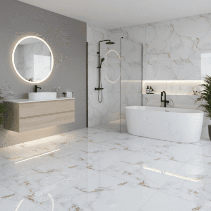 Piso cerámico marmolizado Siena Dorado 60x60, elegante y duradero para espacios modernos