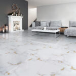 Piso cerámico marmolizado Siena Dorado 60x60, elegante y duradero para espacios modernos