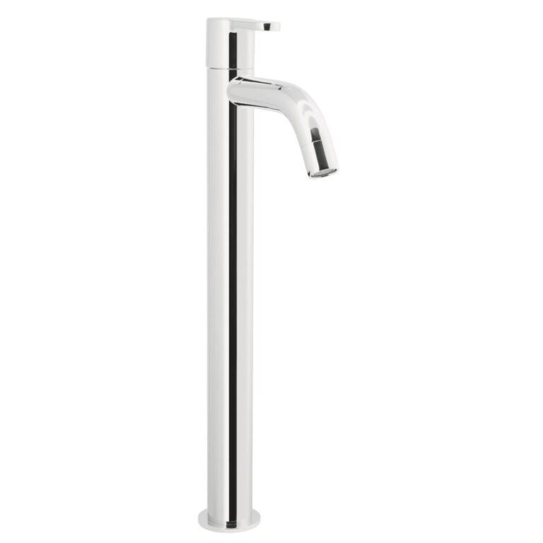Llave belize pico alto para lavadero en bronce cromado con perilla acrilico y aireador. Encuéntralo en www.marketceramico.com